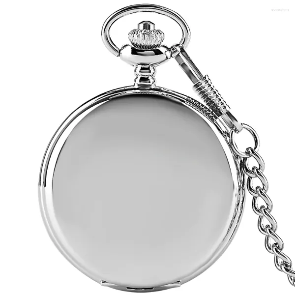 Taschenuhren Sdotter Silber/Schwarz/Gold Glatte Quarzuhr Männer Frauen Halskette Uhr Metalllegierung Anhänger mit Fob Kette Halskette