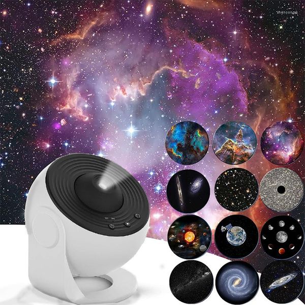 Gece Işıkları Galaxy Star Projector 12 In 1 Led Işık Planetaryum Lambası Yıldız Odası Tavan Odası için Yıldızlı Gökyüzü Çocuk Hediyeleri