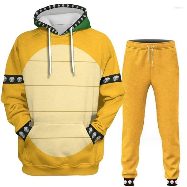 Erkeklerin Trailsuits Karikatür Anime Hoodies Suit Erkek Moda Günlük 3d Baskılı Sweatshirt Joggers Pants Kadınlar Soğuk Harajuku Pantolon Kapşonlu