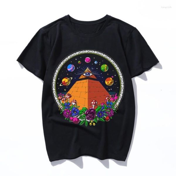 T-shirt da uomo Piramide egizia All Seeing Eye 2023 T-shirt da uomo in cotone estivo T-shirt stampata da uomo manica corta da donna