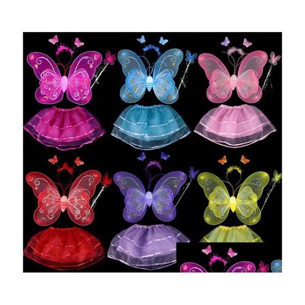 Andere festliche Partyzubehör Schönes Mädchen Schmetterlingsflügel Fee Kind Custome Tutu Dress Up Outfits 4 Sets Neues Angebot Rabatte D Dhp7E