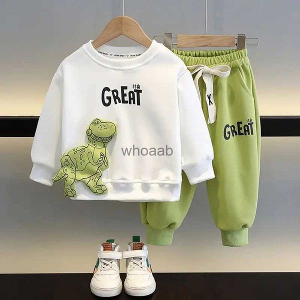 Kleidungssets Herbst Baby Mädchen Jungen Kleidung Set Kinder Cartoon Dinosaurier Pullover Pullover Top und Hose 2 Stück Anzug Brief Outfit Trainingsanzug zln231108