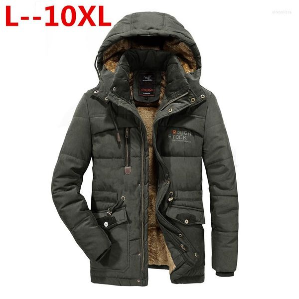 Piumino da uomo 12XL 10XL 8XL 2023 Giacca invernale da uomo spessa calda tinta unita cappotto cappello staccabile necessario verde militare kaki blu navy