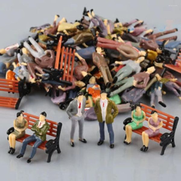 Decorações de jardim acessório modelo pessoas plástico trem ferroviário banco decoração figuras layout ornamento peças marca passageiros