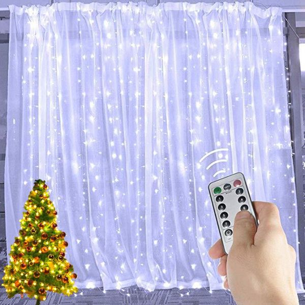 Strings String Lights Decoração de Natal USB Wedding Garland Curtain Holiday Holida de lâmpada para quarto Bulbo ao ar livre Fairy Navidad Festoonled LED