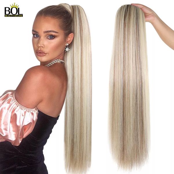 Rabas de cavalo Bol Extensões de cabelo de rabo de cavalo reto sintéticas para mulheres clipe de cabelo natural em rabos de cavalo encaracolados 30 polegadas rabo de cavalo de cordão falso 230407