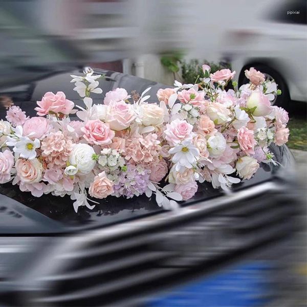 Flores decorativas conjunto artificial flor casamento carro decoração kit romântico seda falsa rosa peônia floral linha dia dos namorados presente festa festival