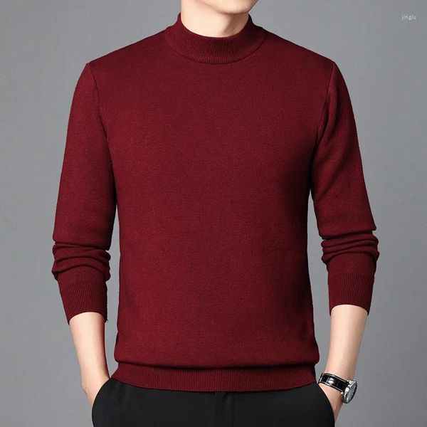 Männer Pullover Herbst Und Winter Hälfte Rollkragen Einfarbig Strickwaren Mode Lässig Boutique Pullover Großhandel