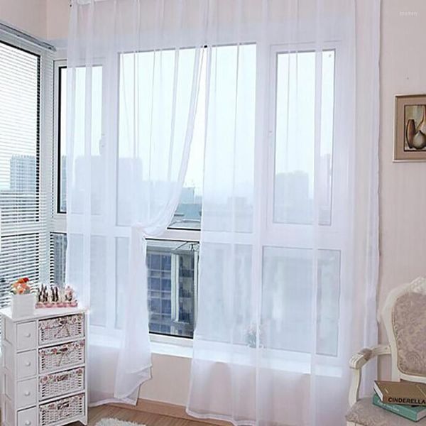 Perde 1 PCS Saf Renk Tül Kapı Pencere Kurulum Panel Sefer Eşarp Valances Modern Yatak Odası Oturma Odası Perdeler Cortinas