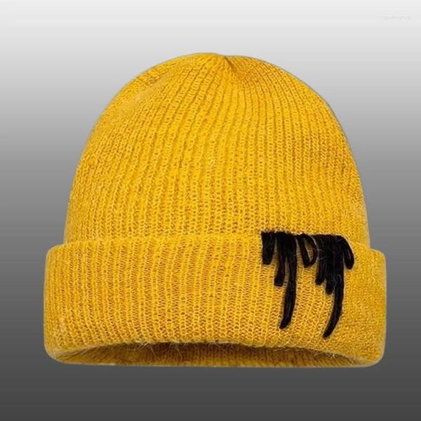 Шариковые кепки 2023, модная женская и мужская однотонная теплая вязаная шапка High Street, лыжная шапка, повседневная кепка в стиле ретро