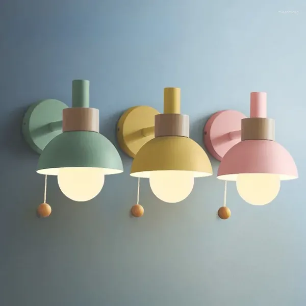 Lampada da parete Nordic Macaron LED luce colorata per la camera da letto dei bambini applique da lettura sul comodino illuminazione per decorazioni per la casa