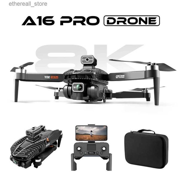 Drones A16 PRO Drone 4K Profesional GPS FPV Dual HD Camera Drones com motor sem escova 5G WiFi RC Quadcopter Brinquedos VS SG108 Pro KF102 Q231108