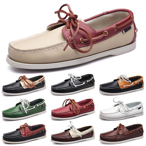 Sapatos casuais homens brancos de lazer barato Taupe Dlives Brown Grey Reds Green Walws Paviros macios de couro Multi