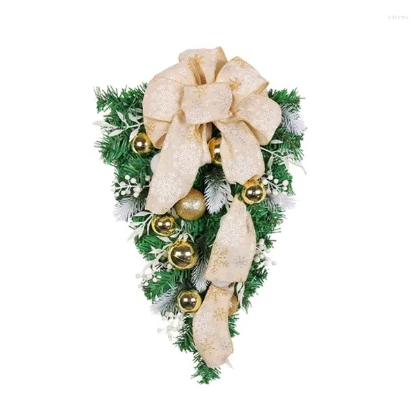 Декоративные цветы Рождественское перевернутое украшение для висячего дерева с желтым бантом Праздничное и стильное