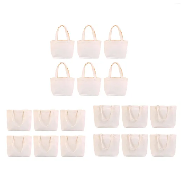 Sacos de compras 6 pcs lona tote lavável alça superior tecido para pintura impressão bordado decoração diy artesanato publicidade