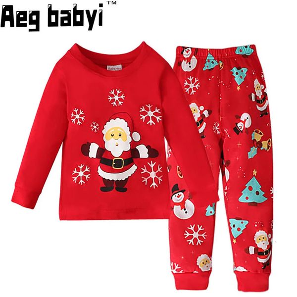 Pijamas dos desenhos animados Natal Santa Kid Meninos Meninas Roupas Set Bebê Manga Longa Pijamas T-shirt Tops Calças 2 Pcs Casa Roupas Nightwear 231108