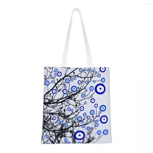 Borse per la spesa Borsa tote per la spesa dell'albero del malocchio turco Borsa tote personalizzata con amuleto mediterraneo in tela Borsa a tracolla di grande capacità