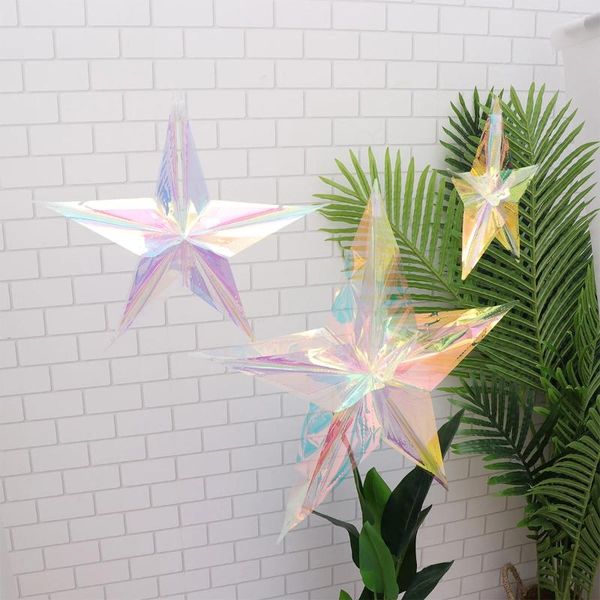 Flores decorativas natal iridescente pendurado ornamento teto estrela decoração enfeites de folha de natal brilhante para o feriado