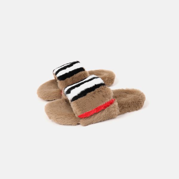 Kinderdesigner-Kleinkind beschuht Babypantoffel-Simulationskaninchenhaarpantoffel-Sommersandelholze Flip-Flops