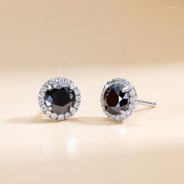 Orecchini a bottone KUGG in argento sterling 925 originale certificato reale 6 mm (0,8 ct) Moissanite nera per gioielli da donna uomo festa di nozze