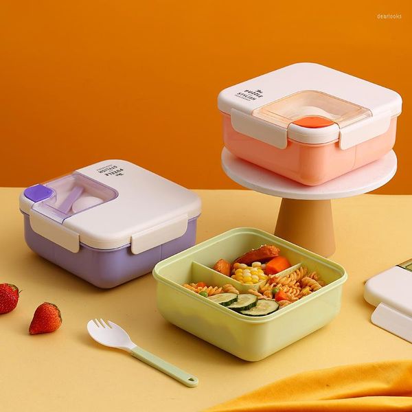 Dinnerware Sets 1100ml lancheira separada para lancheira portátil Bento com colher de colher de microondas forno para estudantes