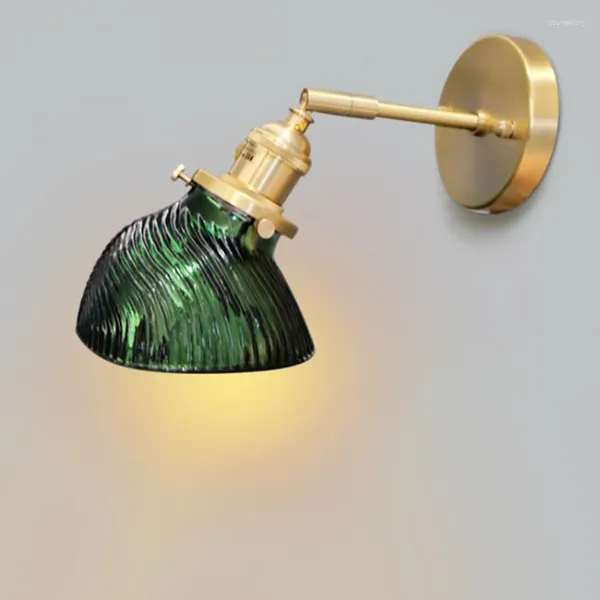 Lâmpadas de parede Nordic Verde Vintage Lâmpada de Bronze Vidro Sconce Luz Quarto Cabeceira Banheiro Escada Varanda Luminária Interior