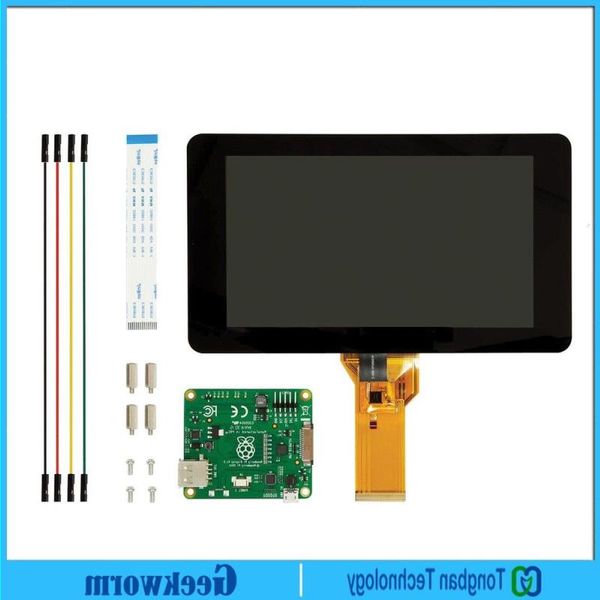 Freeshipping Original Oficial Raspberry Pi 7 Polegada TFT LCD Touch Screen Shield Monitor Display Acrílico Base Holder / Stander Kit Kxcpf