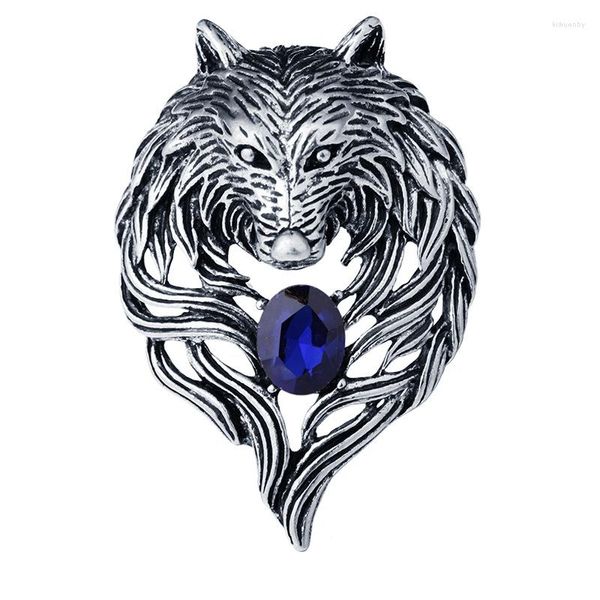 Spille Vintage Animal Wolf Collare con strass Spilla Spille Distintivo Abito di moda Abbigliamento Accessori per gioielli da sposa Vendita regalo da uomo