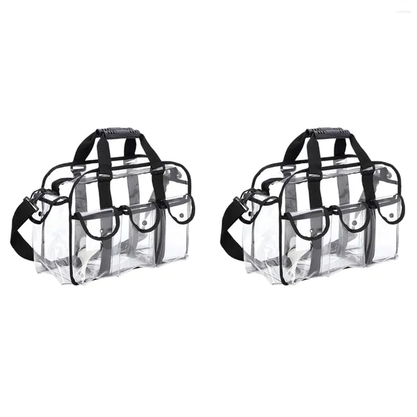 Kosmetiktaschen, 2 x transparente Reise-Make-up-Tasche, Schultergurt, verstellbar, für Damen, Herren, Strand