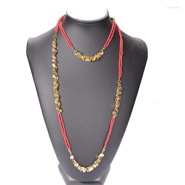 Ketten Miasol Handmade Designer Double Wrap Glass Seedbeads Beaded Golden Fringe Chain Long Women Winter Necklace For Gifts