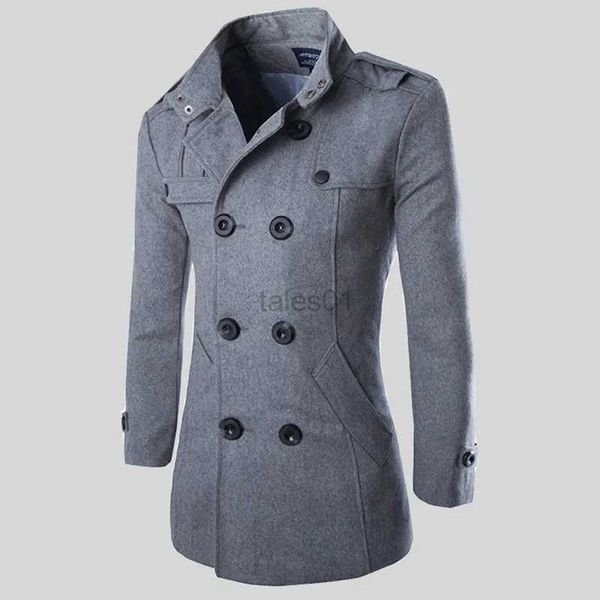 Jaquetas masculinas 2023 outono homens boutique preto cinza clássico cor sólida grosso casacos quentes masculinos extra longo trench coat masculino jaquetazln231108