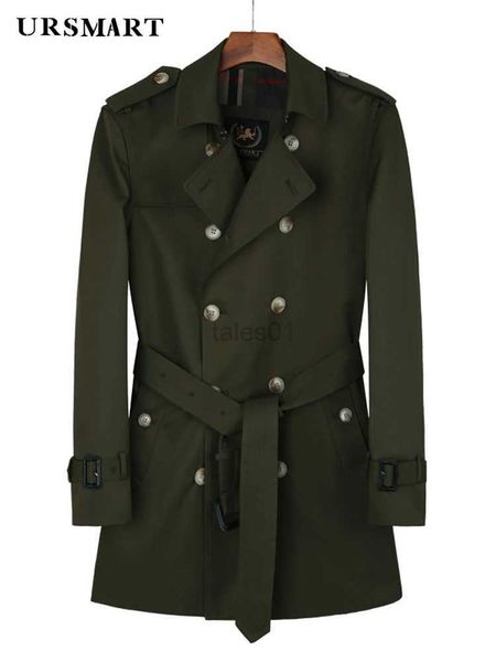 Jaquetas masculinas médio longo blusão mens militar verde duplo à prova de chuva trench coat duplo estilo britânico moda forro de lã juventude coatzln231108