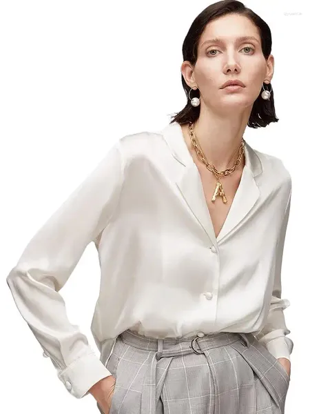 Blusas femininas plus size sólido acetato camisa de cetim 2023 primavera outono estilo coreano blusa turn down collar manga longa elegante casual
