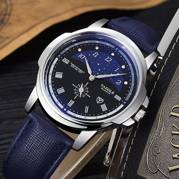 Orologi da polso YAZOLE Vendi moda per il tempo libero da uomo Guarda Movimento al quarzo durevole con motivo a stella Quadrante speciale con secondi indipendenti Design 407