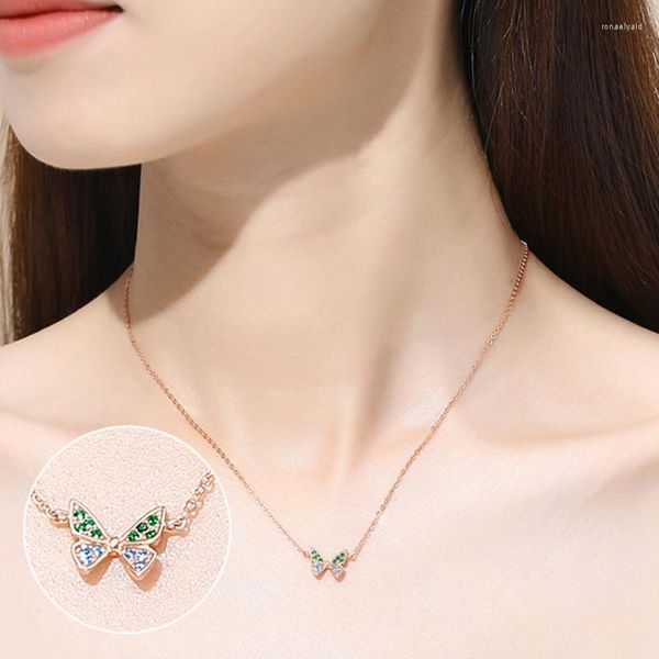 Correntes Colar de borboleta de aço inoxidável de luxo para mulheres de cristal de colares estéticos roxos Charms Charms Party Party Jewelry
