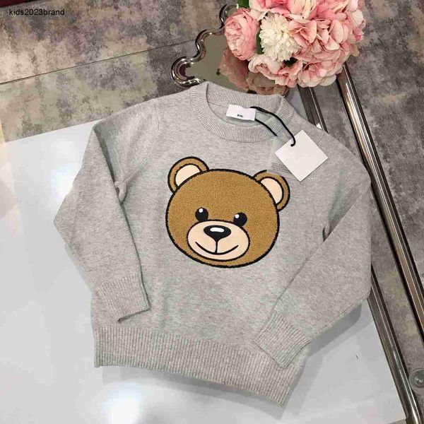 Yeni Çocuk Sweaters Tasarım Ayı Deseni Kız Boys Boys Salfer Toddler Sweater Uzun Kollu Bahar Kış Jumper Giyim