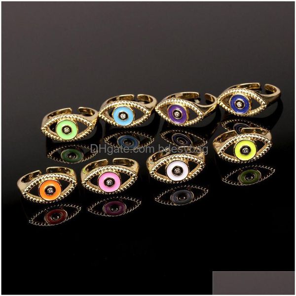 Bandringe 2021 Gold Twisted Chunky Ringe für Frauen Vintage Boho Kristall Evil Eye Weibliche Threads Yin Yang Ring Minimalist Schmuck Drop Dhxcs