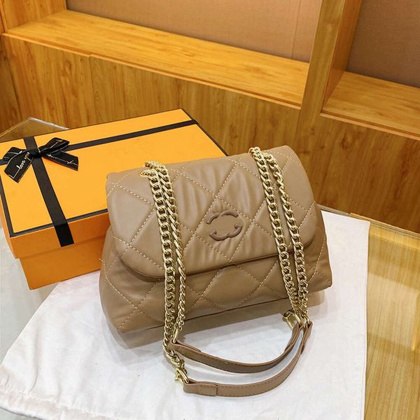 Дизайнерская сумка, модная сумка на плечо с цепочкой, раскладушка, большая сумка, кошелек с двойными буквами, сплошной цвет, квадратный толстый бриллиант, женская роскошная сумка