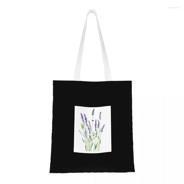Einkaufstaschen Lila Lavendel Canvas Tasche Falten Frauen Schulter Lässige Reise Handtasche