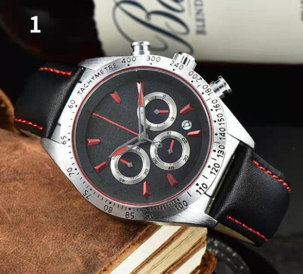 Tudo Workes Watches for Men 2023 Mens Watches All Dials Work Quartz Watch высококачественные лучшие бренд роскошный бренд хронограф часы черный щит кожа и резиновый ремешок