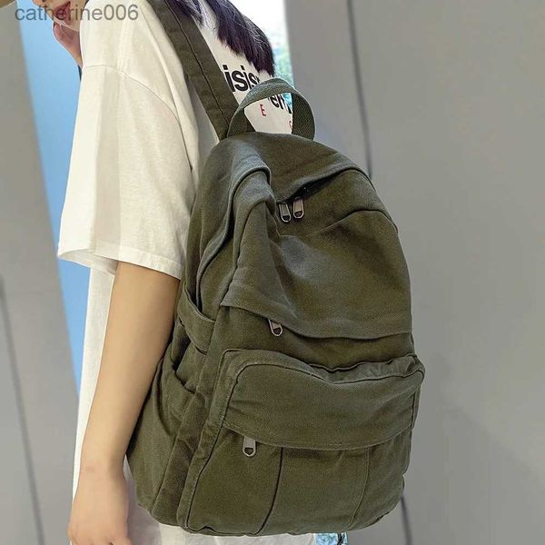 Sırt çantaları kız kumaş okul çantası yeni moda kolej öğrencisi vintage kadınlar backpack tuval kadın dizüstü bilgisayar çantası seyahat kawaii bayanlar backpackl231108