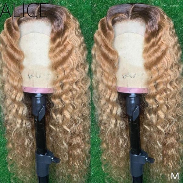 Curly 13x6 Lace Human Hair Wigs com Baby Non-Remy 130 150% pré-arrancou nós branqueados sem gluy