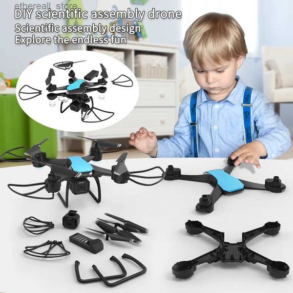 Drones JJRC H108 DIY Assembly RC Drone com 4K Dual Camera Scientific Intelligent Assembly Quadcopter Toy 360 Degree Flip Kids RC Toys Q231108