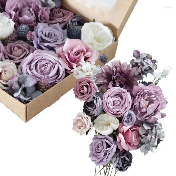Flores decorativas artificiais, caixa de presente, banquete, aniversário, dia dos namorados, decoração diy, arranjo de flores para casa, casamento para mesa