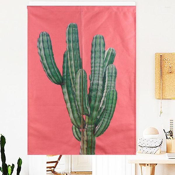 Tenda Piante tropicali Cactus Ananas Rosso Giallo Porta Lino Arazzo Studio Decorazioni per la casa Camera da letto Cucina Noren