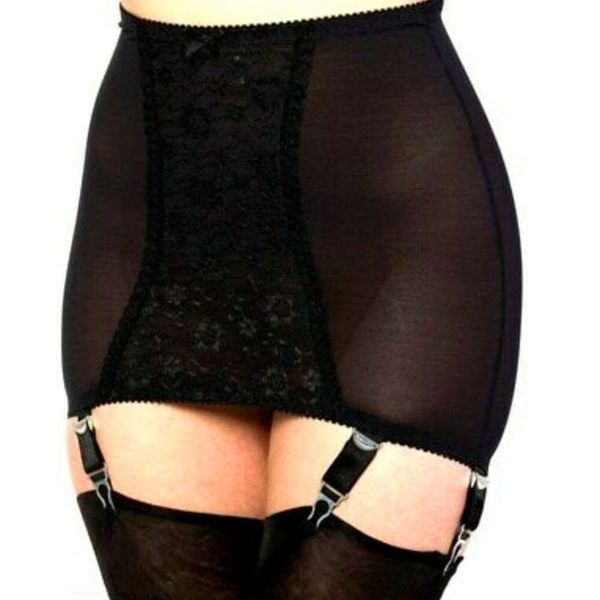 Cinto vintage vermelho de renda liga sexy preto cinto suspensor com 6 alças clipe de metal para meias lingerie