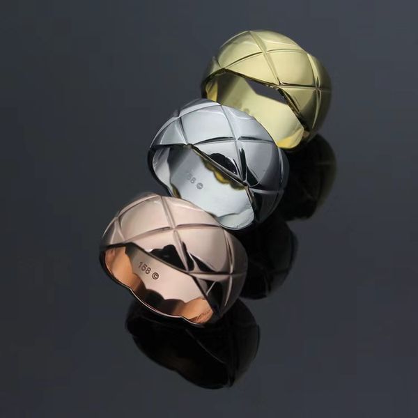 2023 Luxus-Diamant-Checker-Paar-Ring für Herrenpaare Mode breiter und schmaler Luxus-Ring 36L vergoldeter Designer-Schmuck