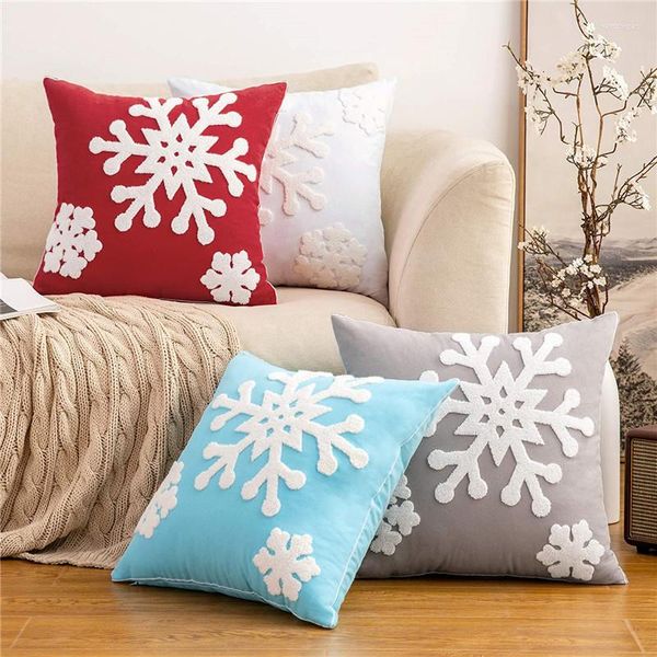 Cuscino 1Pc Red Christmas Cover 45X45cm Snowflake Cotton Cloth Covers Decor De Coration