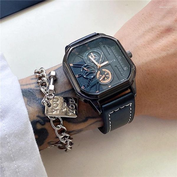 Orologi da polso Sdotter UTHAI CQ154 Student Square Trend Orologio sportivo Moda Casual Lega Cool Black Technology Cintura al quarzo