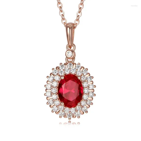 Catene 2023 stile collana di rubini per le donne classica forma ovale elegante matrimonio vintage pietre preziose gioielli in argento sterling 925